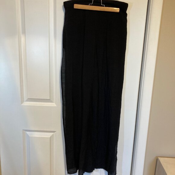 #38 Joseph Ribkoff Black Gauze Flowy Pants with Skirt Overlay, Size 4 - Picture 1 of 8